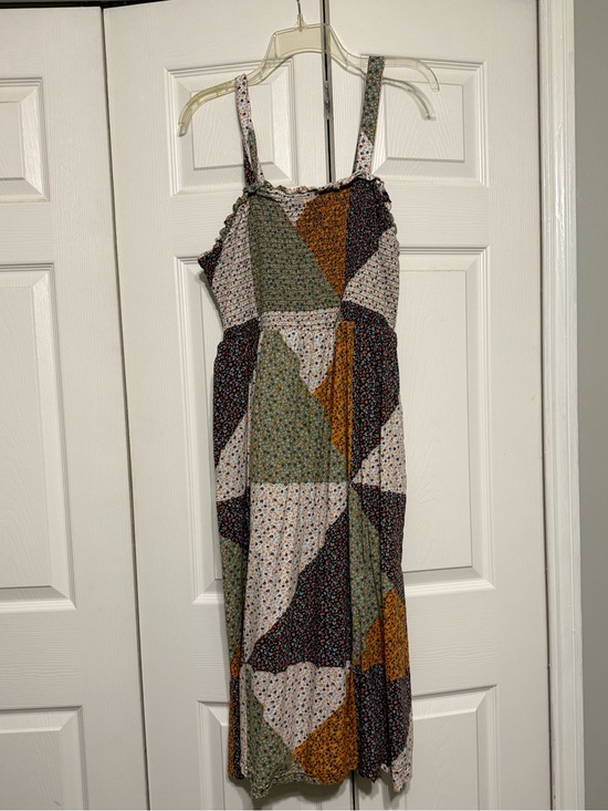 Universal Thread Dresses & Skirts - Universal Thread Patchwork Floral Midi Dress in Green, Mustard & Black
